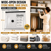 8 Pack XXXL Jumbo Vacuum Storage Bags with Rechargeable Pump