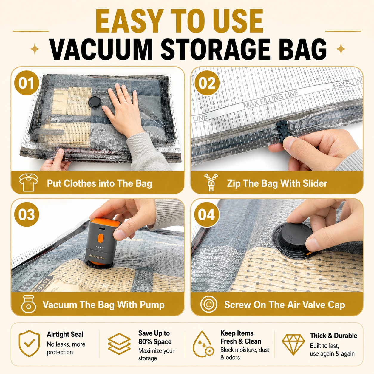 20 Pack Vacuum Storage Bags with Pump, 80% Compression Space Saver Vacuum Seal Bags for Clothing, Blankets, Comforters, Travel Luggage Organization and Storage