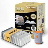 Vacuum Storage Bags Jumbo XXXL 8 Pack (37.5×49.2 In) with Electric Pump, Thick Space Saver Bags, Double Zipper Airtight Seal, Reusable Vacuum Compression Bags for Clothes, Bedding, Comforters Pillows