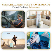 Premium Travel Vacuum Bags with Pump, 180°Wide-Open Compression Packing cubes Travel Must haves,Reusable Polyester, TPU, Airtight Zipper Seal, Waterproof Vacuum Storage Bags, (2 Pack With Tracker)